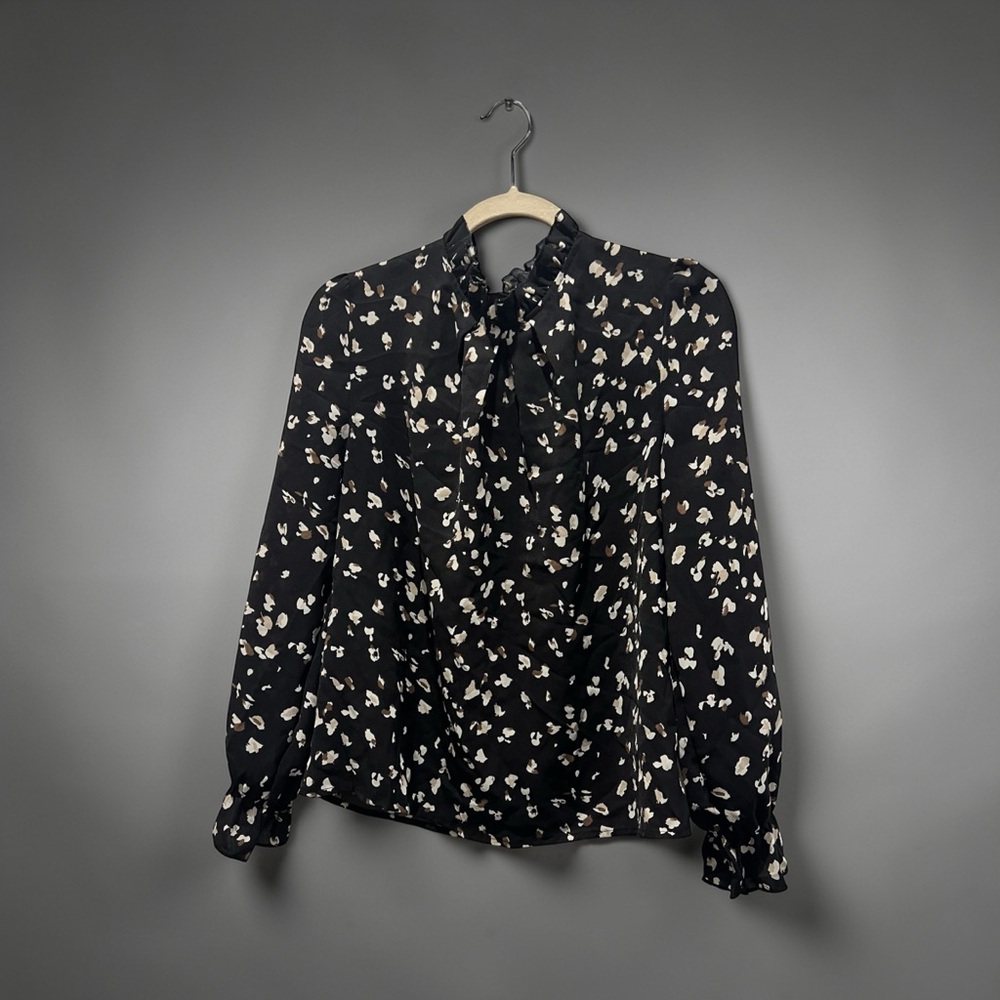 Black Floral Long Sleeve Blouse